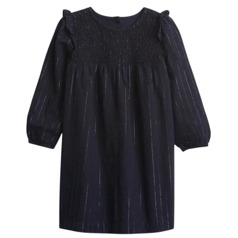 Baby GAP Girl’s Blue Silver Dress Smocked Front Detail Size 3T